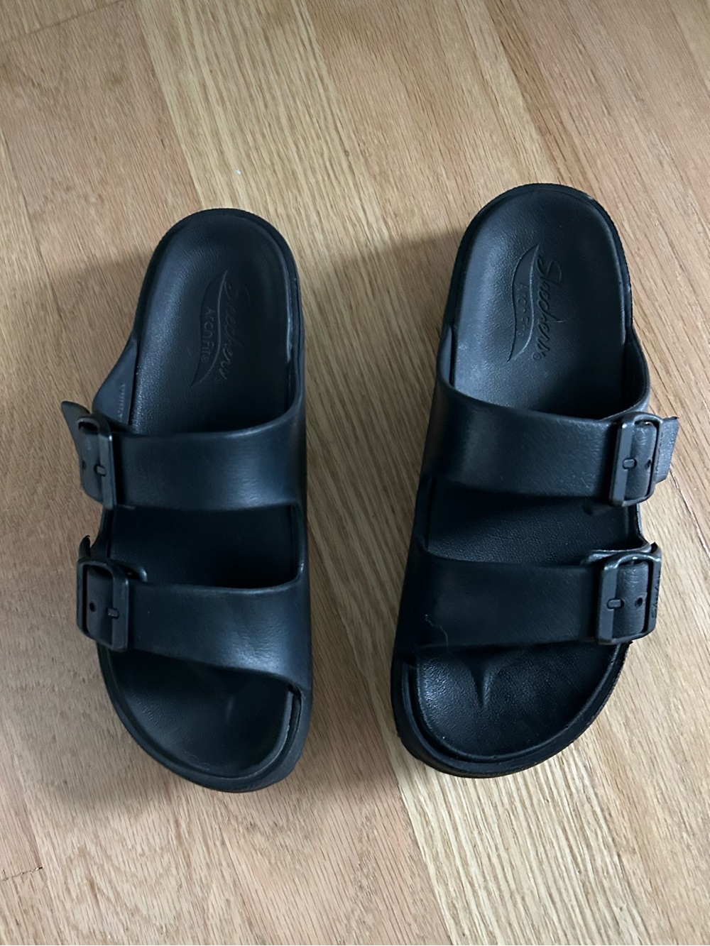 Skechers Arch Fit Black Double-Buckle Sandals